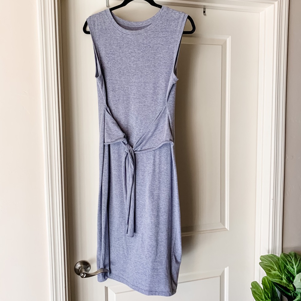 Heather Blue/Grey Front-Tie Dress